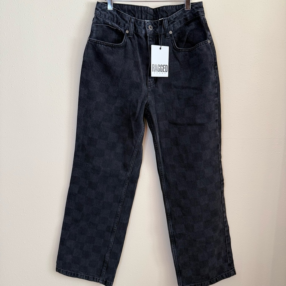 The Ragged Priest Checkered Black Wash Jeans 28 NWT